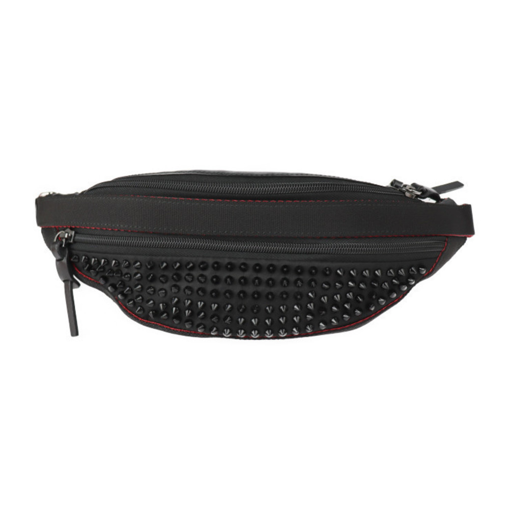 Christian Louboutin Crossbody Bag Waist Bag Nylon Leather Black